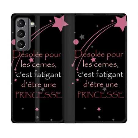 Housse Cuir Portefeuille Pour Samsung Galaxy S21 Humour Princesse