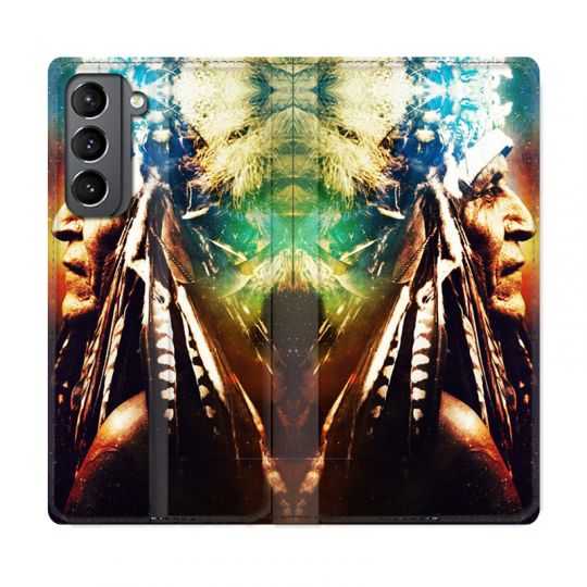 Housse Cuir Portefeuille Pour Samsung Galaxy S21 Indien