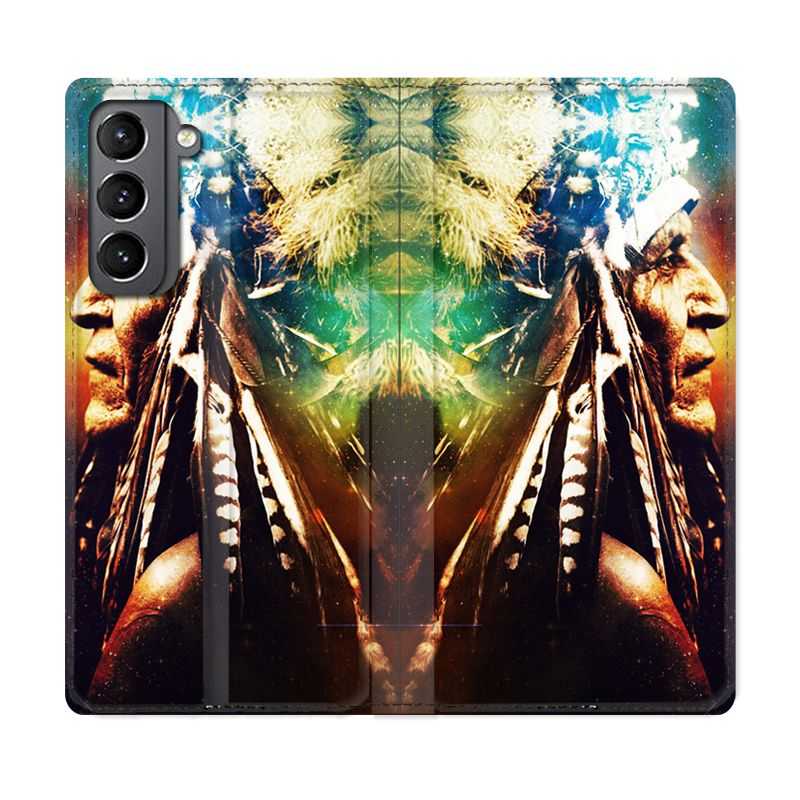 Housse Cuir Portefeuille Pour Samsung Galaxy S21 Indien