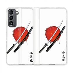 Housse Cuir Portefeuille Pour Samsung Galaxy S21 Japon Epée