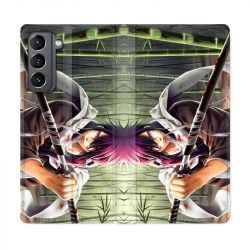 Housse Cuir Portefeuille Pour Samsung Galaxy S21 Manga Bambou