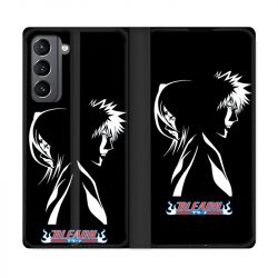 Housse Cuir Portefeuille Pour Samsung Galaxy S21 Manga Bleach Duo