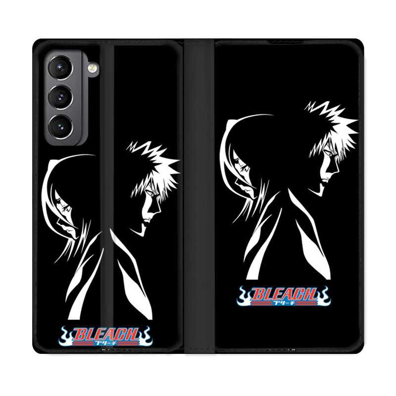 Housse Cuir Portefeuille Pour Samsung Galaxy S21 Manga Bleach Duo