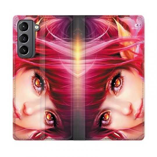 Housse Cuir Portefeuille Pour Samsung Galaxy S21 Manga Elfe