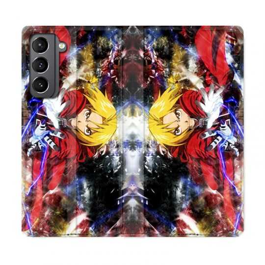 Housse Cuir Portefeuille Pour Samsung Galaxy S21 Manga Fullmetal Alchemist Color