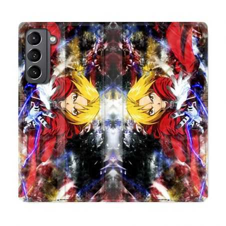 Housse Cuir Portefeuille Pour Samsung Galaxy S21 Manga Fullmetal Alchemist Color