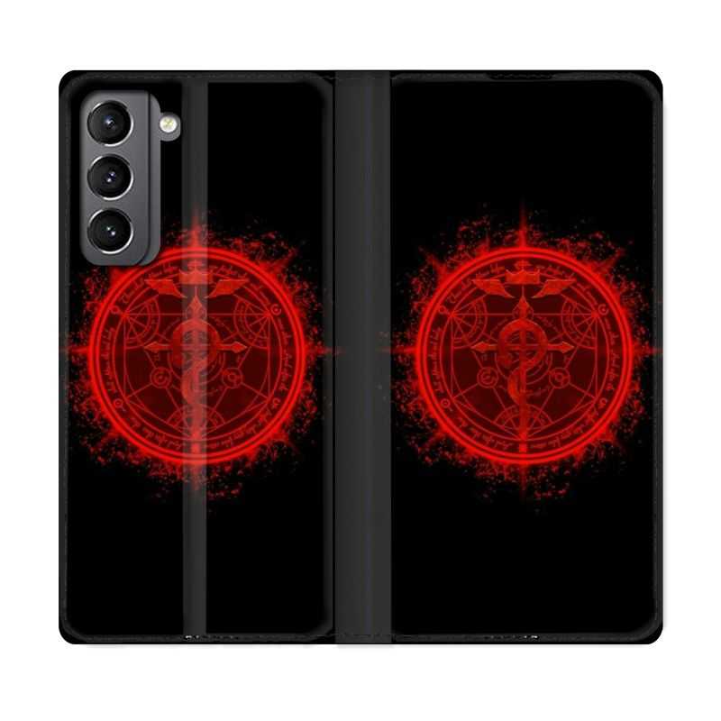Housse Cuir Portefeuille Pour Samsung Galaxy S21 Manga Fullmetal Alchemist Logo