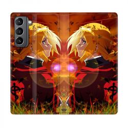 Housse Cuir Portefeuille Pour Samsung Galaxy S21 Manga Fullmetal Alchemist Rouge
