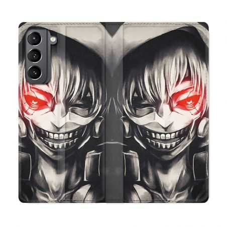 Housse Cuir Portefeuille Pour Samsung Galaxy S21 Manga Kaneki Noir
