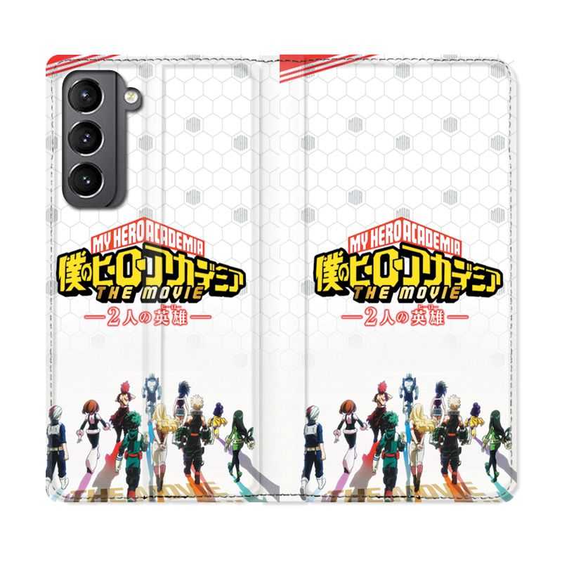 Housse Cuir Portefeuille Pour Samsung Galaxy S21 Manga My Hero Academia Blanc