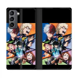 Housse Cuir Portefeuille Pour Samsung Galaxy S21 Manga My Hero Academia Noir