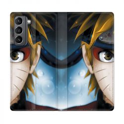 Housse Cuir Portefeuille Pour Samsung Galaxy S21 Manga Naruto Blanc