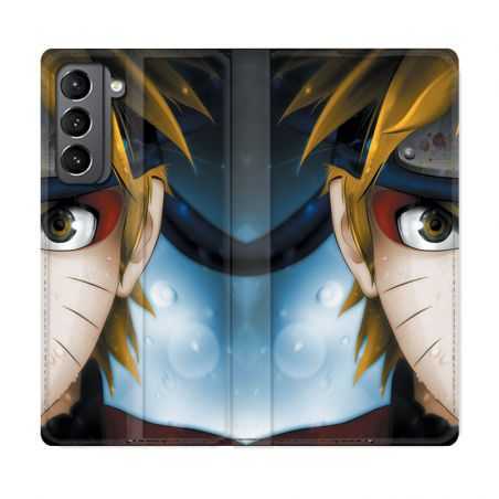 Housse Cuir Portefeuille Pour Samsung Galaxy S21 Manga Naruto Blanc