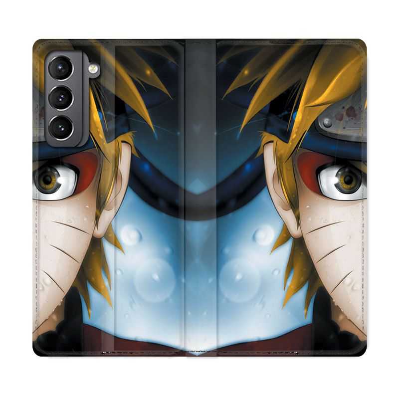 Housse Cuir Portefeuille Pour Samsung Galaxy S21 Manga Naruto Blanc
