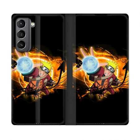 Housse Cuir Portefeuille Pour Samsung Galaxy S21 Manga Naruto Noir