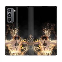 Housse Cuir Portefeuille Pour Samsung Galaxy S21 Manga One Piece Ace Noir