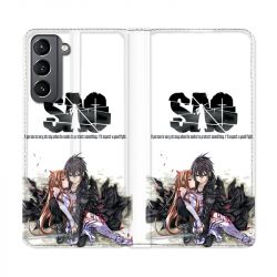 Housse Cuir Portefeuille Pour Samsung Galaxy S21 Manga SAO sword Art Online Blanc