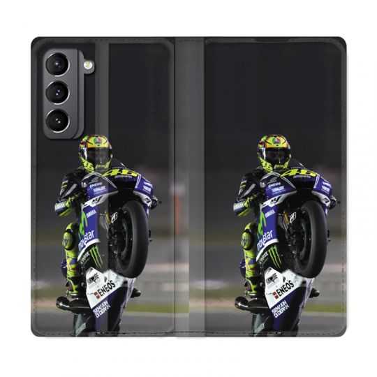 Housse Cuir Portefeuille Pour Samsung Galaxy S21 Moto Wheeling