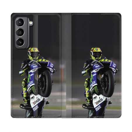 Housse Cuir Portefeuille Pour Samsung Galaxy S21 Moto Wheeling