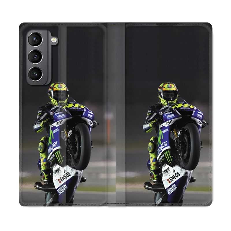 Housse Cuir Portefeuille Pour Samsung Galaxy S21 Moto Wheeling