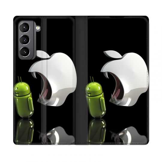 Housse Cuir Portefeuille Pour Samsung Galaxy S21 Pomme Dent