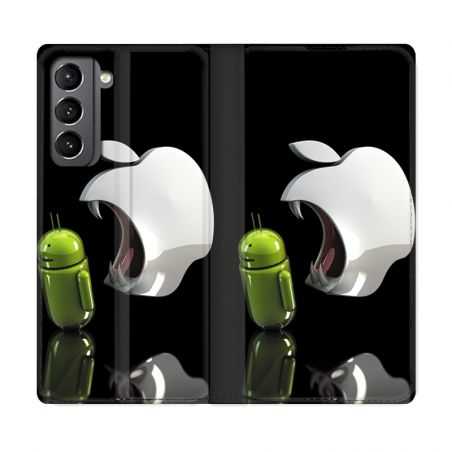 Housse Cuir Portefeuille Pour Samsung Galaxy S21 Pomme Dent