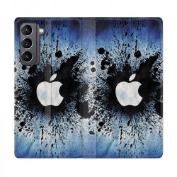 Housse Cuir Portefeuille Pour Samsung Galaxy S21 Pomme Eclaboussure