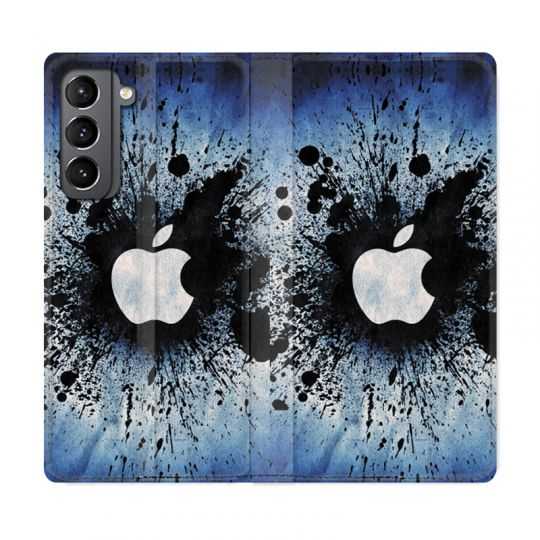 Housse Cuir Portefeuille Pour Samsung Galaxy S21 Pomme Eclaboussure