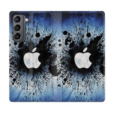 Housse Cuir Portefeuille Pour Samsung Galaxy S21 Pomme Eclaboussure