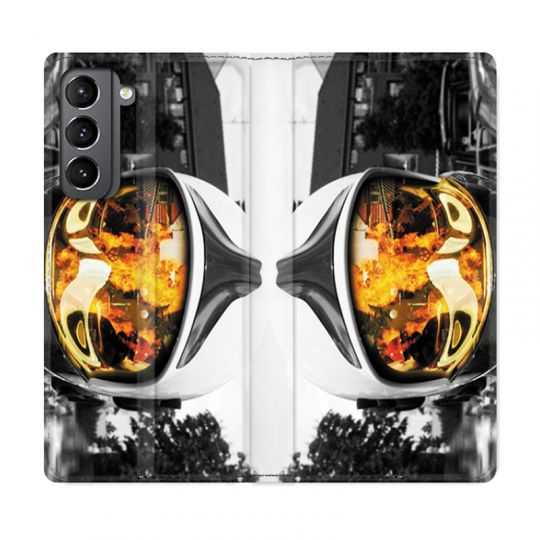Housse Cuir Portefeuille Pour Samsung Galaxy S21 Pompier Casque Feu