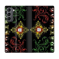 Housse Cuir Portefeuille Pour Samsung Galaxy S21 Portugal Arabesque