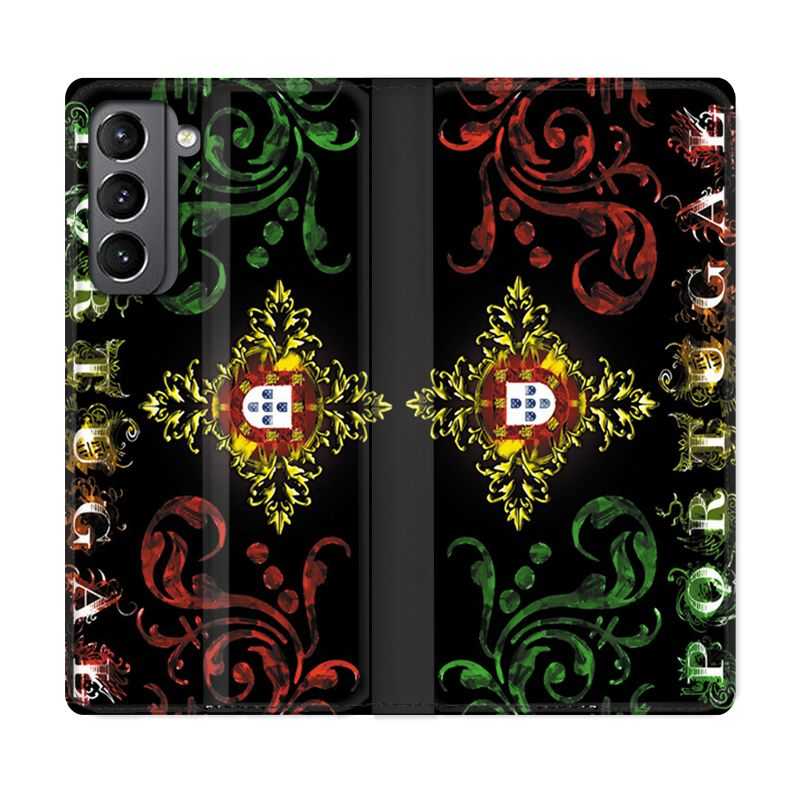 Housse Cuir Portefeuille Pour Samsung Galaxy S21 Portugal Arabesque