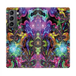 Housse Cuir Portefeuille Pour Samsung Galaxy S21 Psychedelic Colore