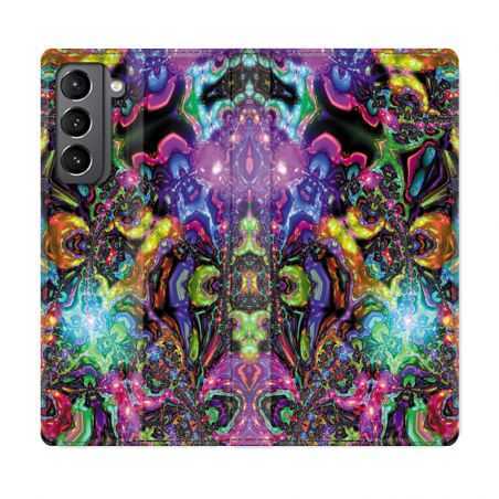 Housse Cuir Portefeuille Pour Samsung Galaxy S21 Psychedelic Colore