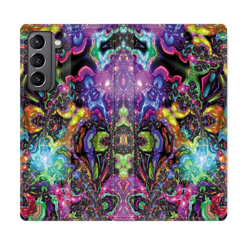 Housse Cuir Portefeuille Pour Samsung Galaxy S21 Psychedelic Colore