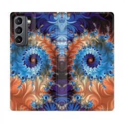 Housse Cuir Portefeuille Pour Samsung Galaxy S21 Psychedelic Spirale
