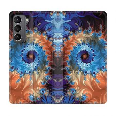 Housse Cuir Portefeuille Pour Samsung Galaxy S21 Psychedelic Spirale