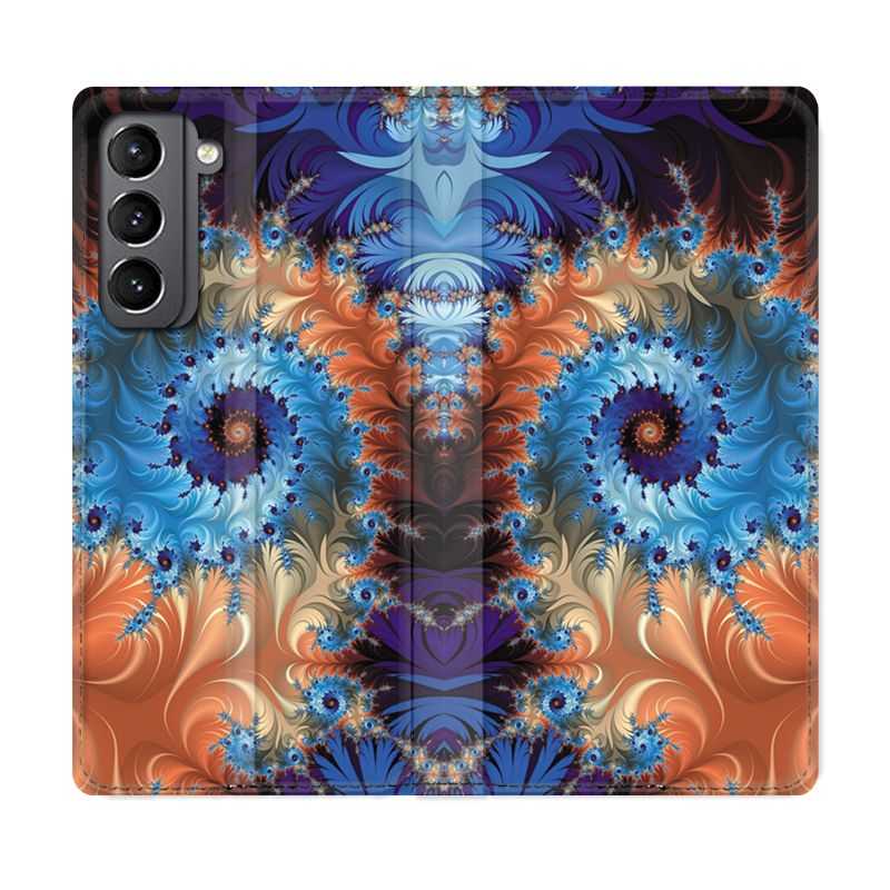Housse Cuir Portefeuille Pour Samsung Galaxy S21 Psychedelic Spirale