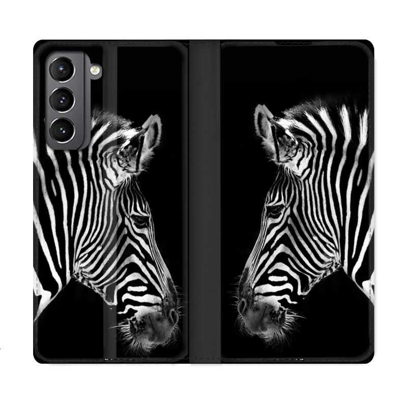 Housse Cuir Portefeuille Pour Samsung Galaxy S21 Savane Zebra