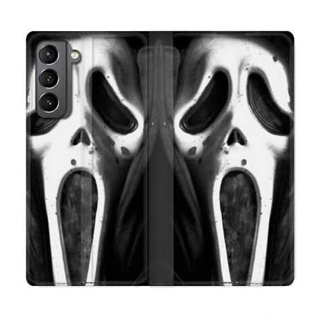 Housse Cuir Portefeuille Pour Samsung Galaxy S21 Scream Noir