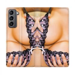 Housse Cuir Portefeuille Pour Samsung Galaxy S21 Sexy Boobs