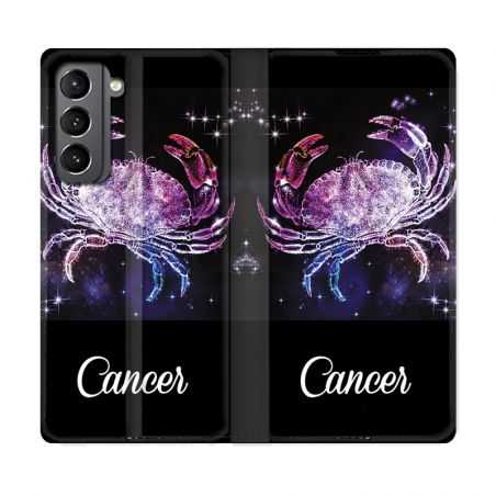 Housse Cuir Portefeuille Pour Samsung Galaxy S21 Signe Zodiaque 2 Cancer