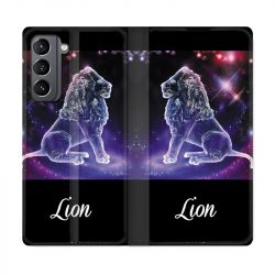 Housse Cuir Portefeuille Pour Samsung Galaxy S21 Signe Zodiaque 2 Lion