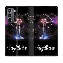 Housse Cuir Portefeuille Pour Samsung Galaxy S21 Signe Zodiaque 2 Sagittaire