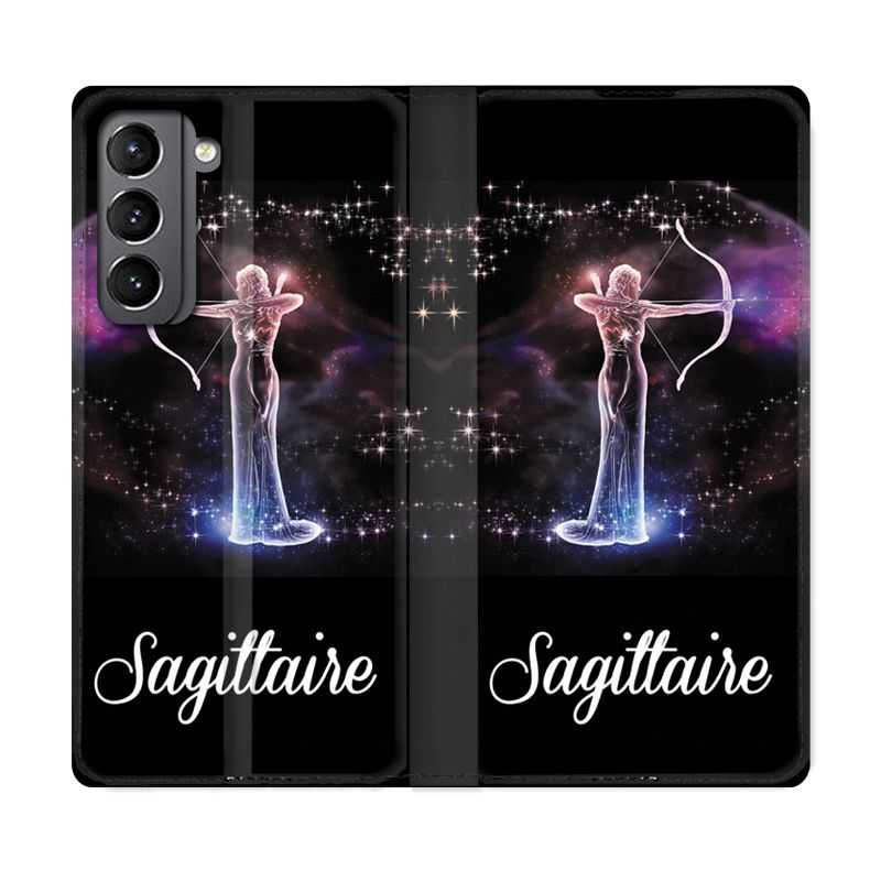 Housse Cuir Portefeuille Pour Samsung Galaxy S21 Signe Zodiaque 2 Sagittaire