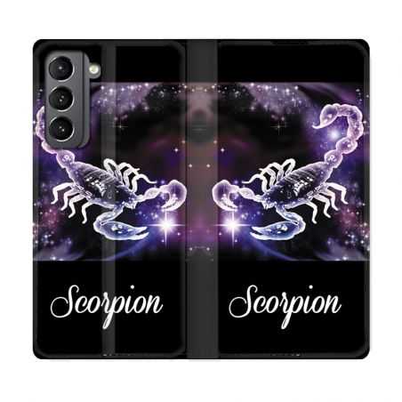 Housse Cuir Portefeuille Pour Samsung Galaxy S21 Signe Zodiaque 2 Scorpion