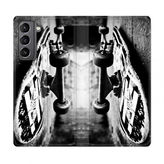 Housse Cuir Portefeuille Pour Samsung Galaxy S21 Skate Vintage