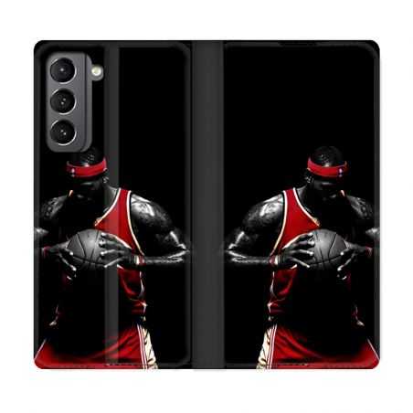 Housse Cuir Portefeuille Pour Samsung Galaxy S21 Basketeur