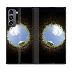 Housse Cuir Portefeuille Pour Samsung Galaxy S21 Golf Trou