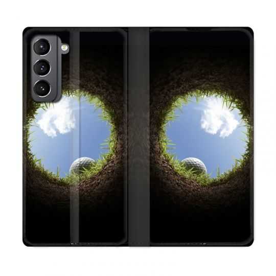 Housse Cuir Portefeuille Pour Samsung Galaxy S21 Golf Trou